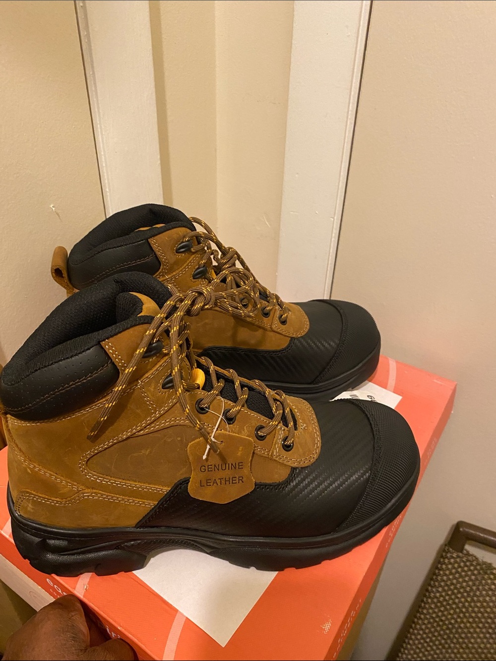 Jerko Mens M0086S Leather Hiking Boots Brown & Black US 9 NWOT